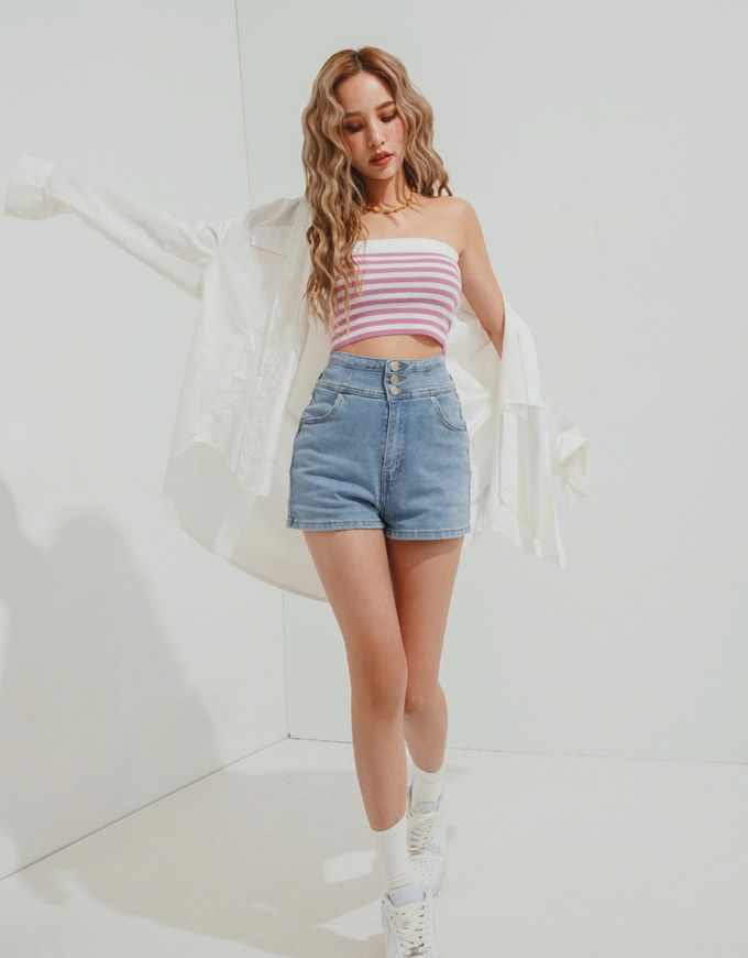 【Den!m LITE】Cooling Denim SHORTS No Filter Slimming Slim Fit Denim Jeans