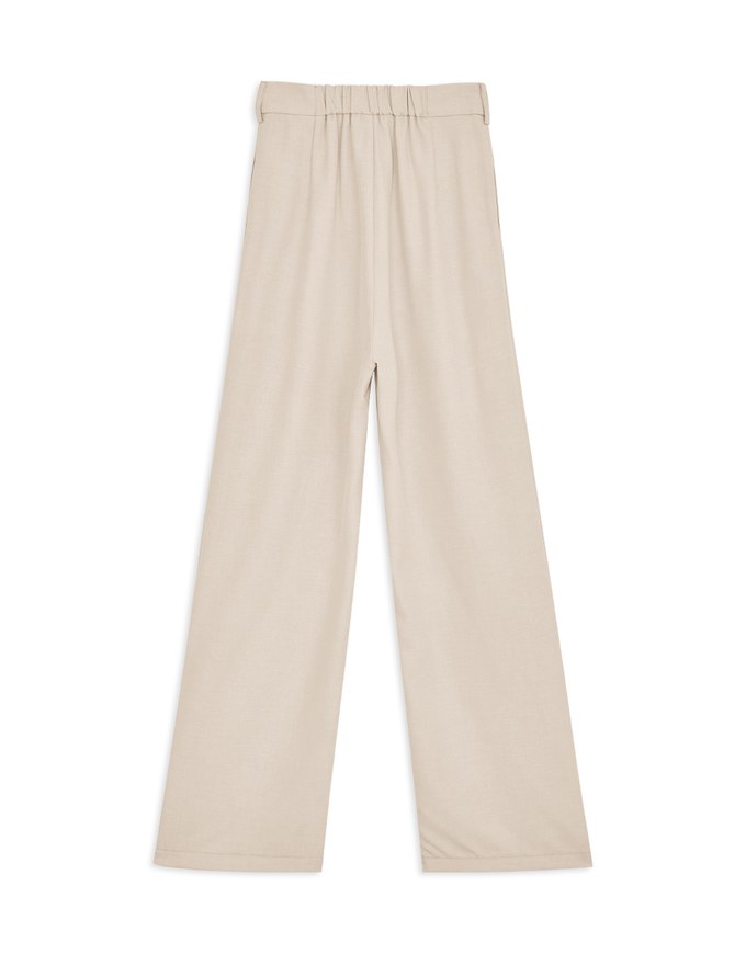 Smooth Pleated Straight-Leg Pants