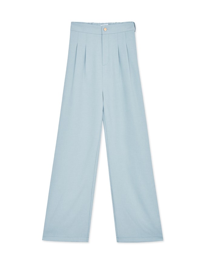 Smooth Pleated Straight-Leg Pants