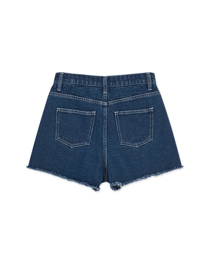 Distressed Hem Denim Jeans Shorts