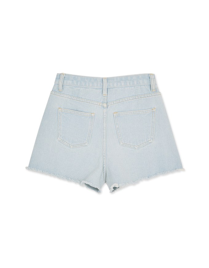 Distressed Hem Denim Jeans Shorts