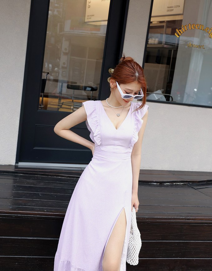 V Neck Fishtail Long Dress