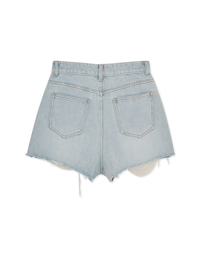Distressed Hem Denim Jeans Shorts