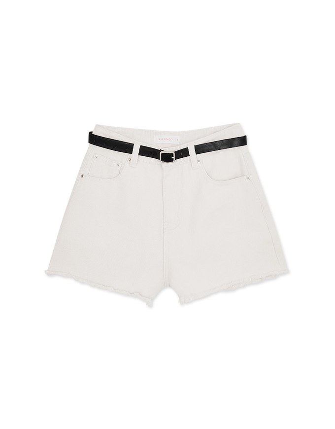 Classic Shaved Denim Jeans Shorts (With Belt)