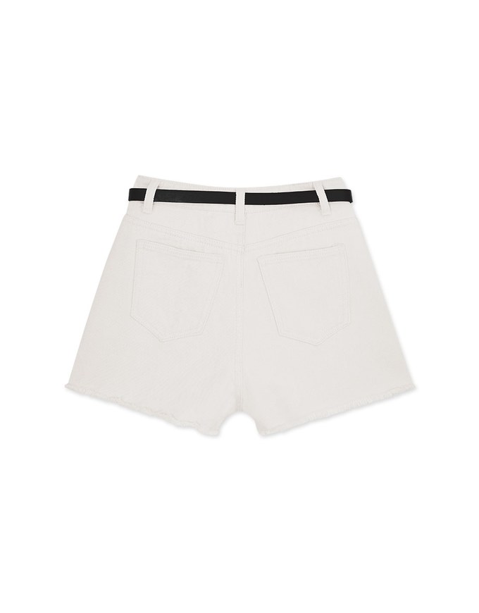 Classic Shaved Denim Jeans Shorts (With Belt)