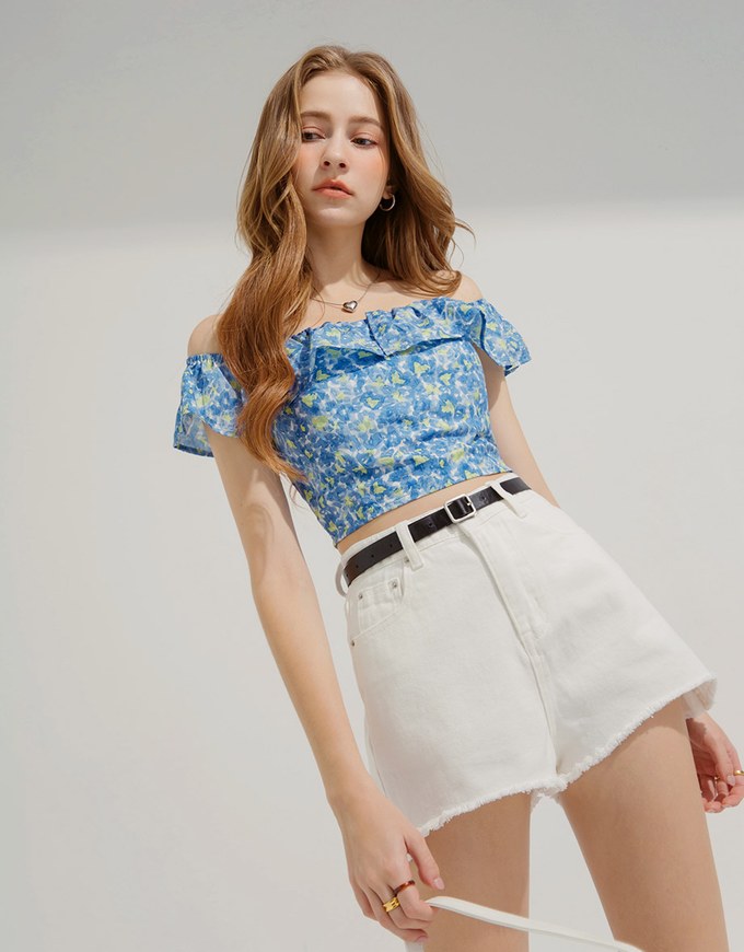 Classic Shaved Denim Jeans Shorts (With Belt)