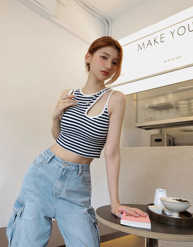 Straight-Leg Cargo Denim Jeans Pants