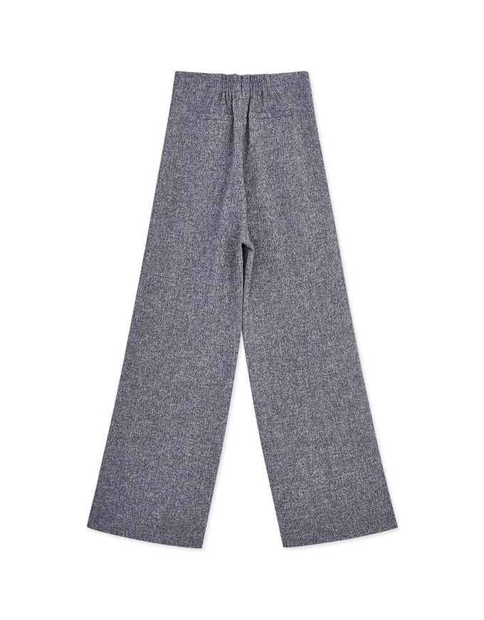 Floral Tweed Pleated Wide Trousers