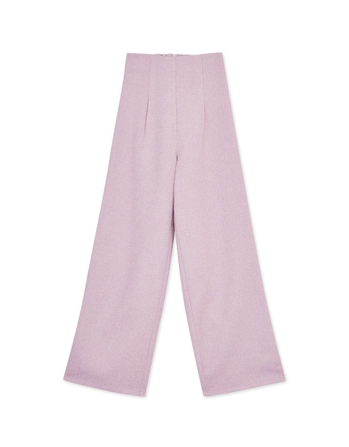Floral Tweed Pleated Wide Trousers