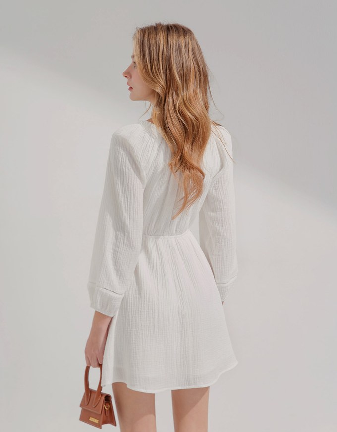 2Way Lace Button Mini Dress