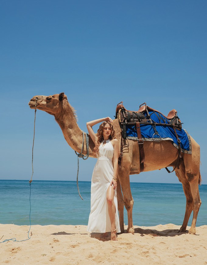 Halter Neck Backless Maxi Dress with Golden Chain