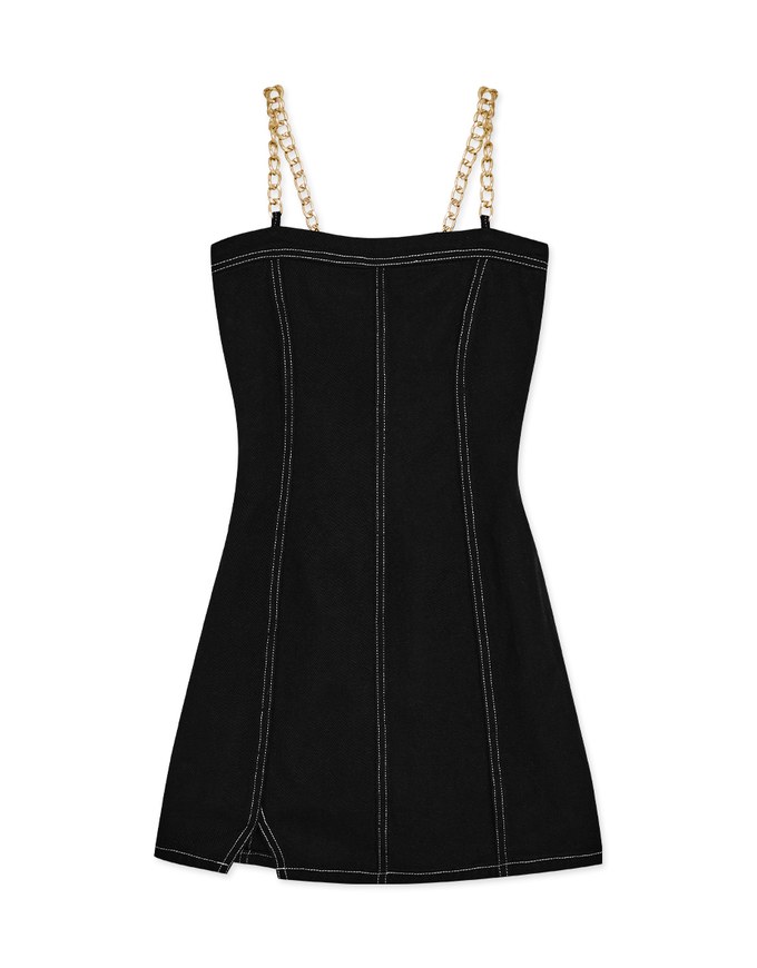 Denim Jeans Gold Chain Mini Dress