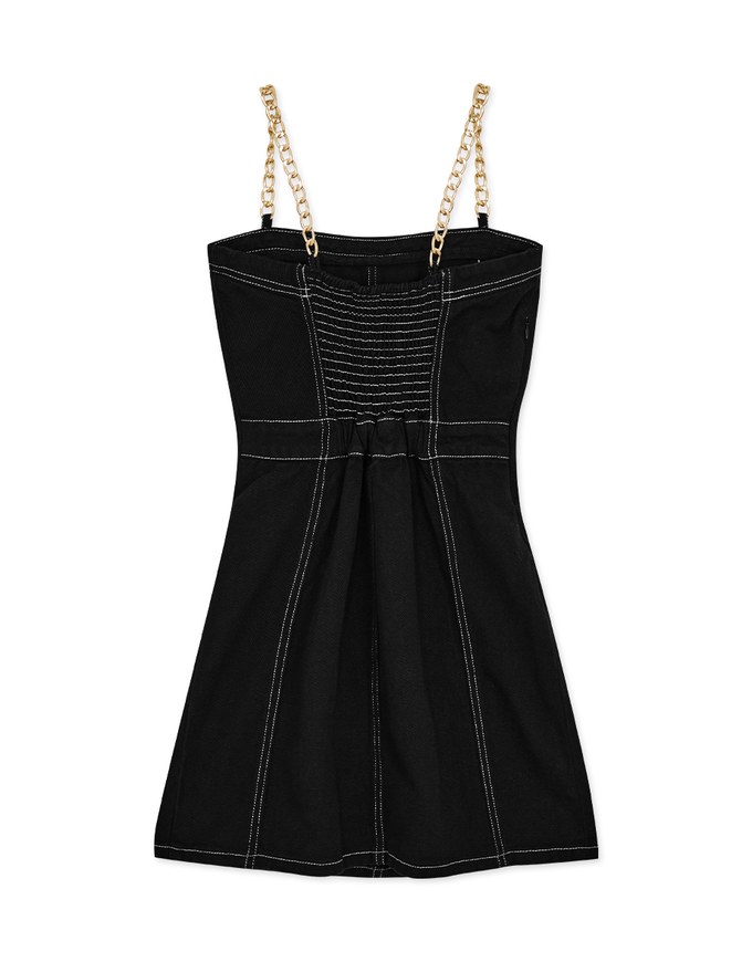 Denim Jeans Gold Chain Mini Dress