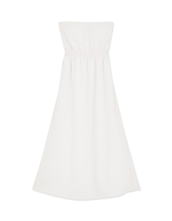 Cinched Waist Slit Maxi Tube Dress