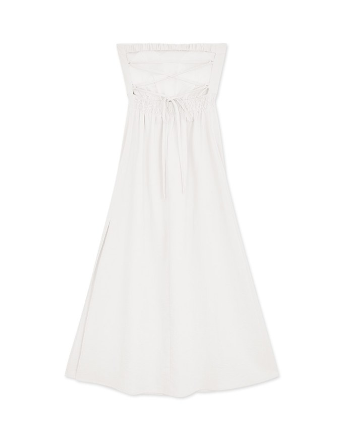 Cinched Waist Slit Maxi Tube Dress