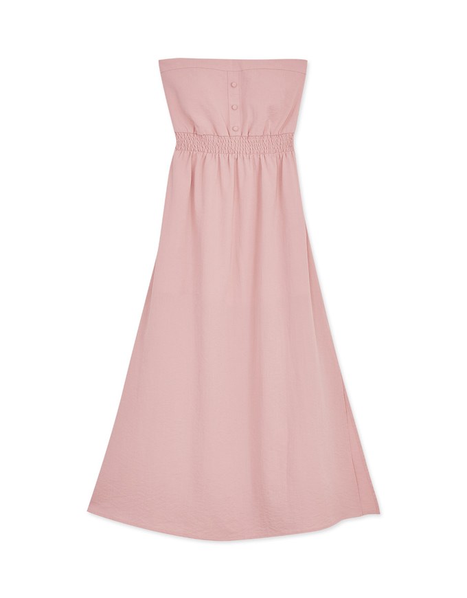 Cinched Waist Slit Maxi Tube Dress