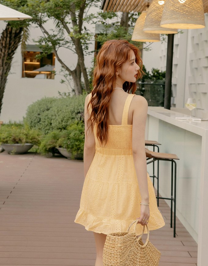 Embroidered Lace Vest Mini Dress