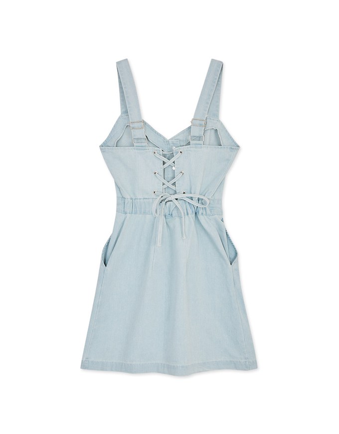 Strappy Cutout Denim Jeans Mini Dress
