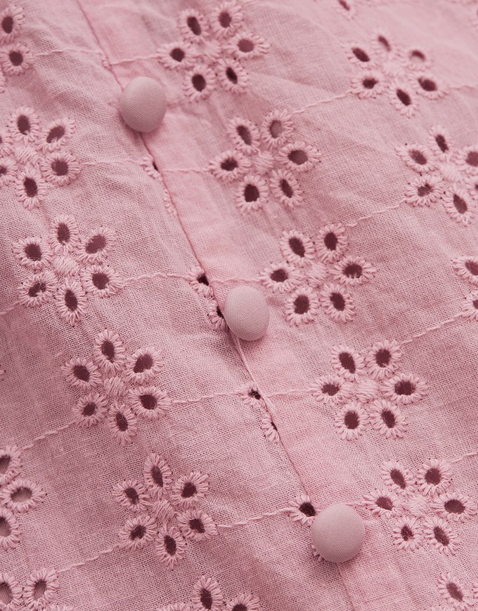 Embroidered Lace With Puffed Sleeves Mini Dress(With Padding)