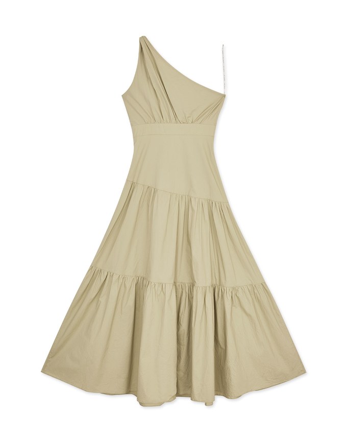 One Shoulder Bra Padded Maxi Long Dress (With Padding)
