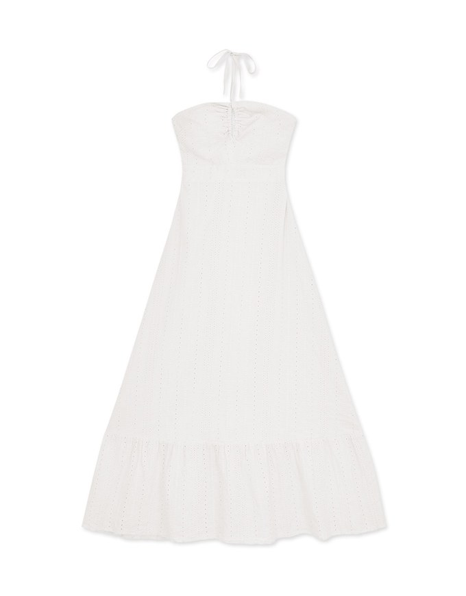 Wood Ring Embroidered Maxi Long Dress (With Padding)