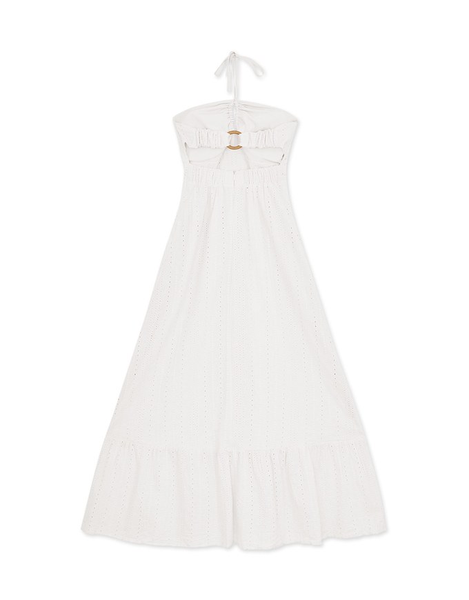Wood Ring Embroidered Maxi Long Dress (With Padding)