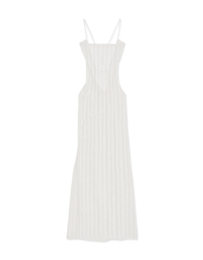 Hollow Crochet SideSlit Long Dress