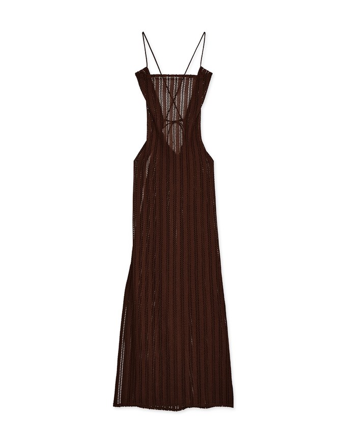 Hollow Crochet SideSlit Long Dress