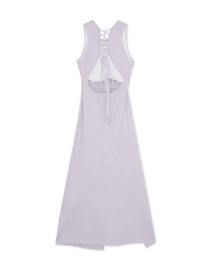 Hollow Tie Knit Maxi Long Dress (With Padding)
