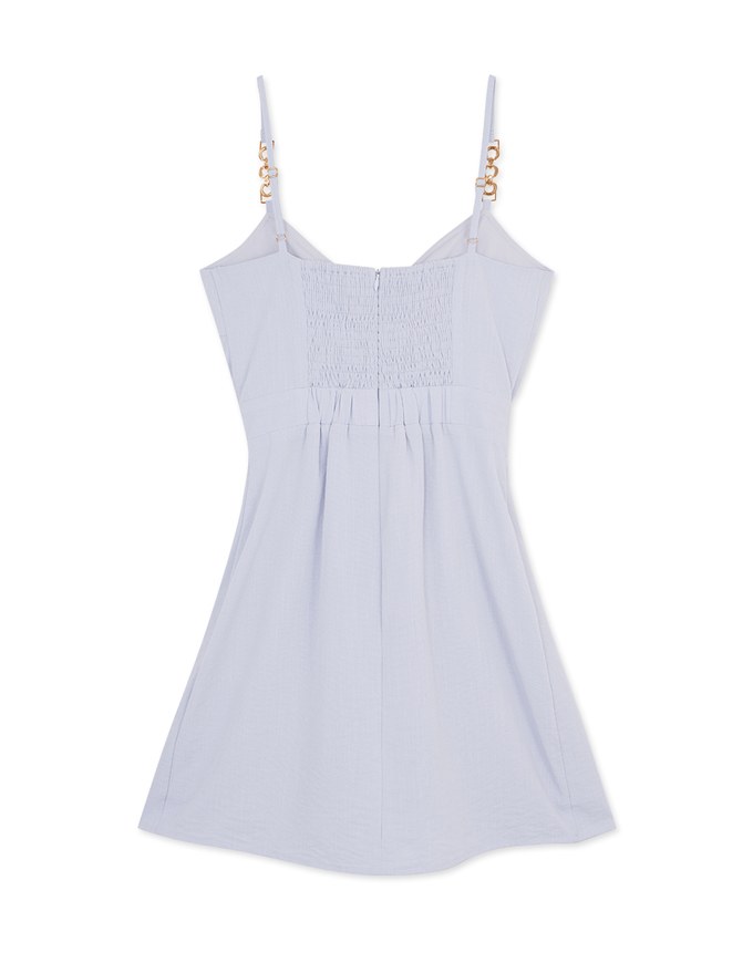 Gold Chain Cross Front Mini Dress (With Padding)