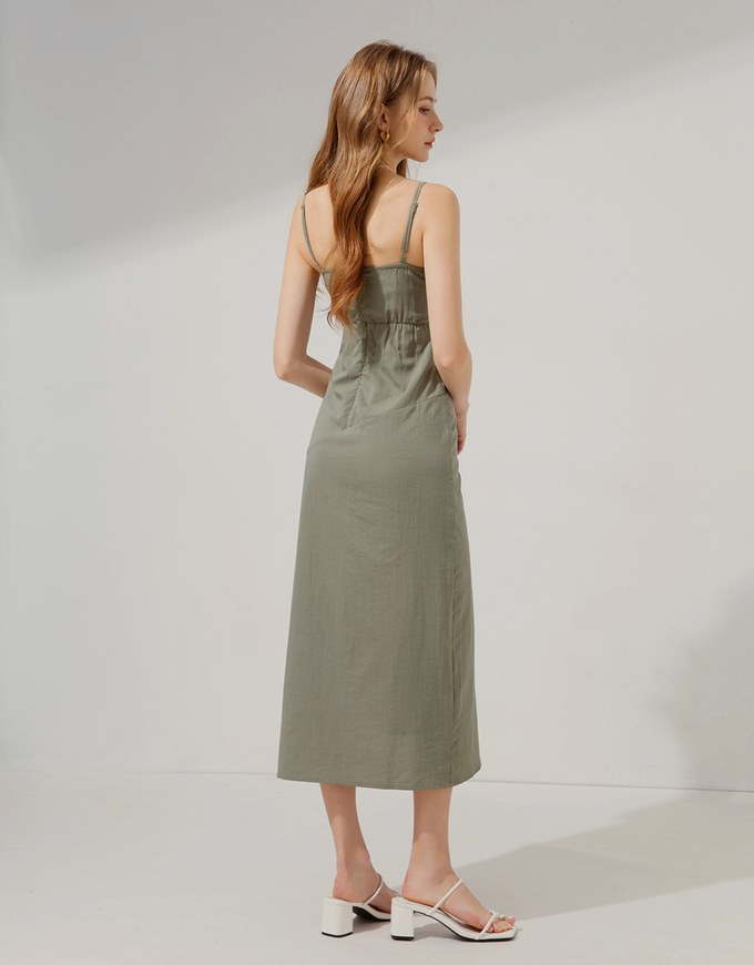 Slit Slim Maxi Long Dress (With Padding)