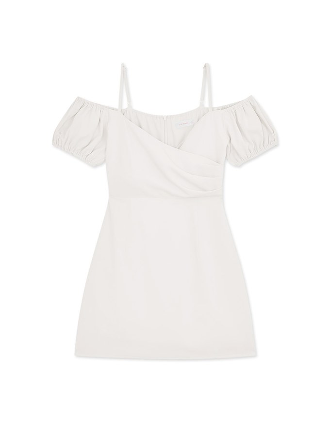 Flat With Puffed Sleeves Mini Dress (With Padding)