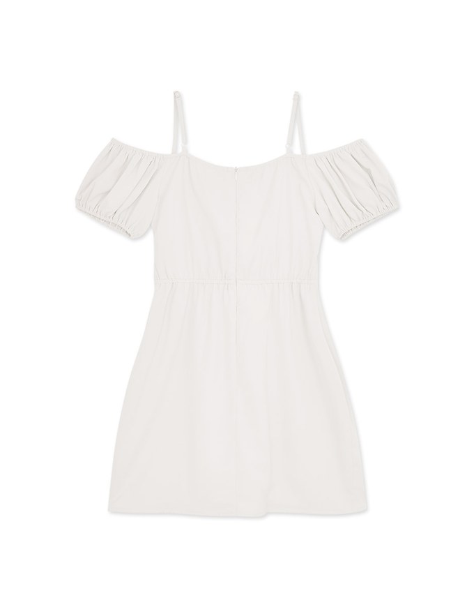 Flat With Puffed Sleeves Mini Dress (With Padding)
