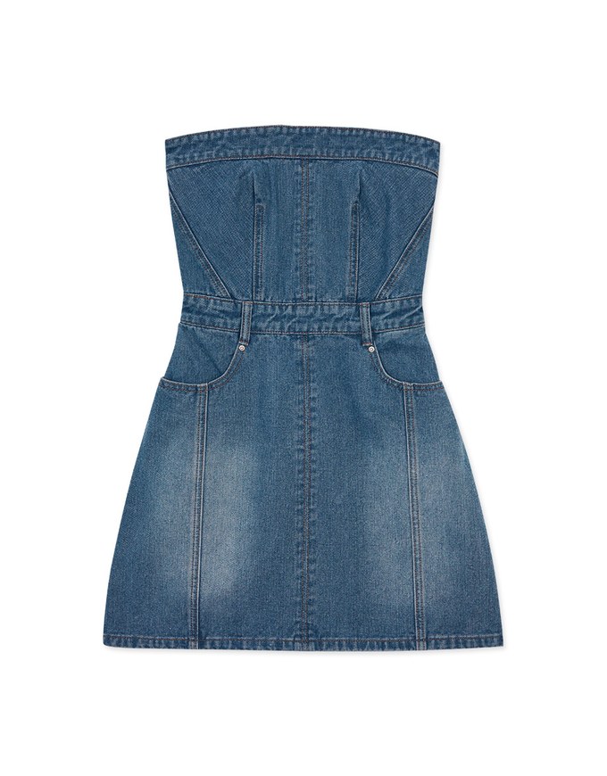 Denim Jeans Flat Cut Mini Dress