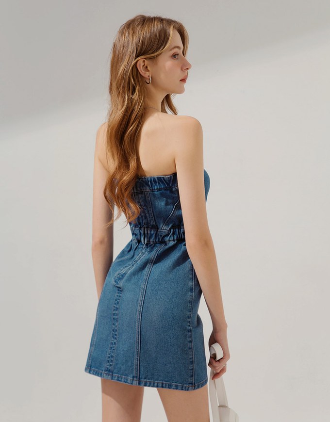 Denim Jeans Flat Cut Mini Dress