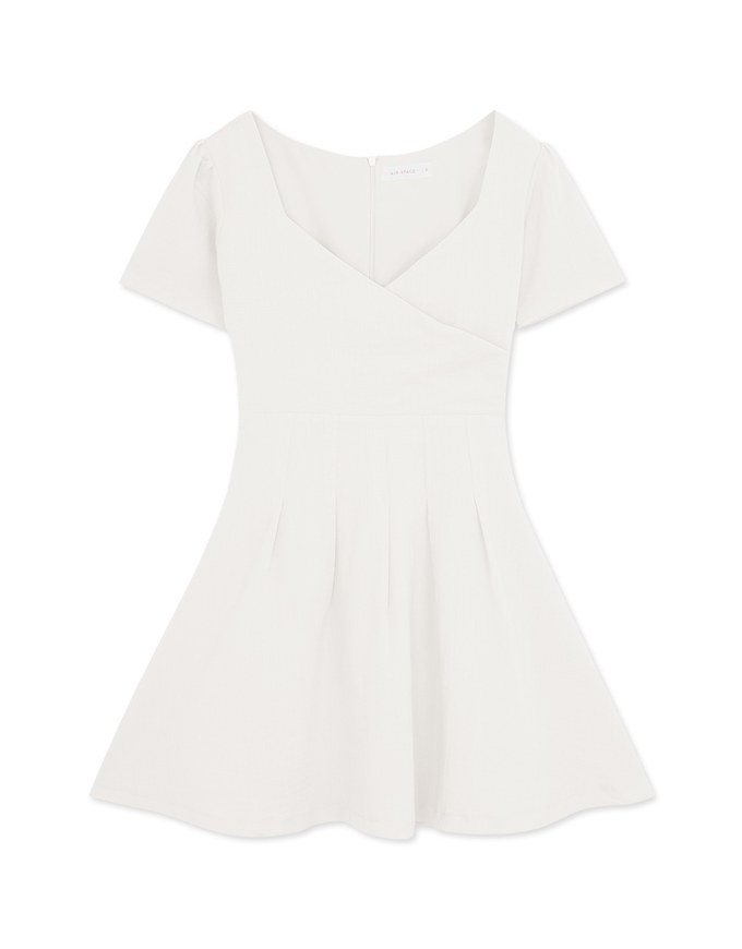 Heart Neck Pleated Mini Dress