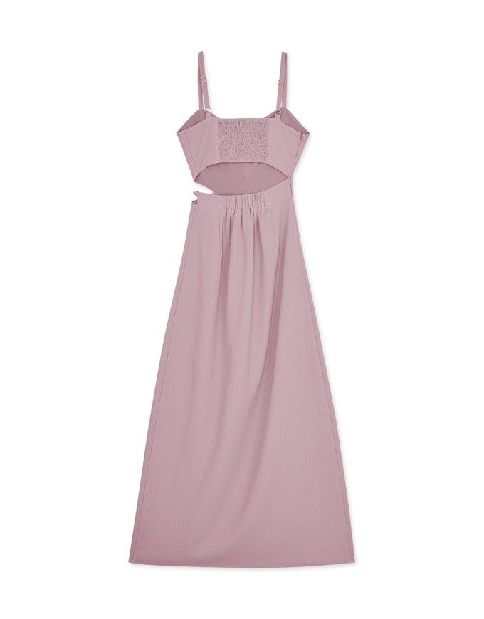 Gold Chain Hollow Slit Maxi Long Dress (With Padding)