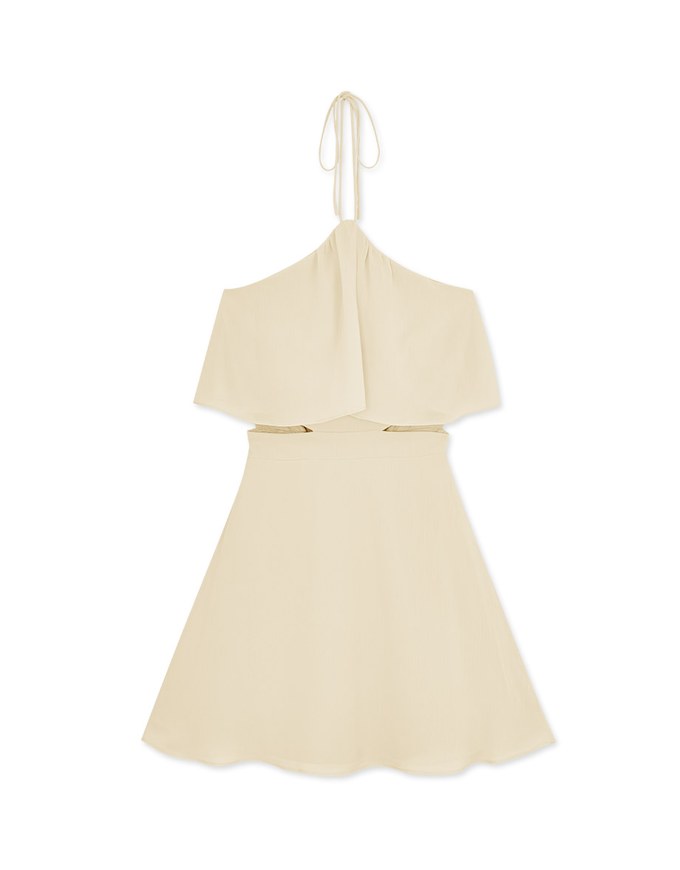 Halter Neck Hollow Bra Padded Mini Dress (With Padding)