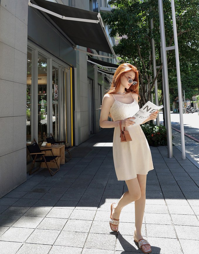 Hollow Stitching Bra Padded Mini Dress