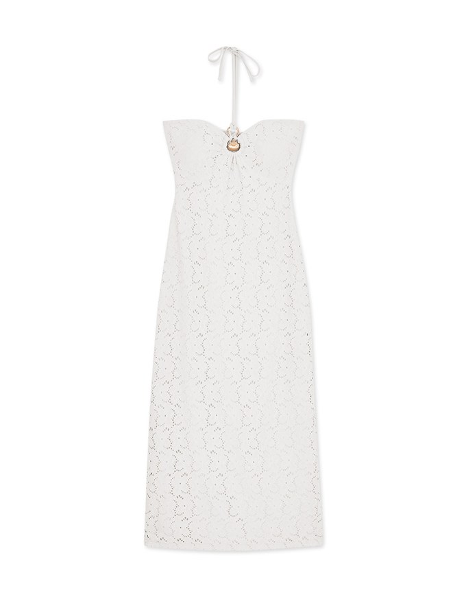 Neck Shell Embellished Bra Padded Maxi Dress (With Padding)