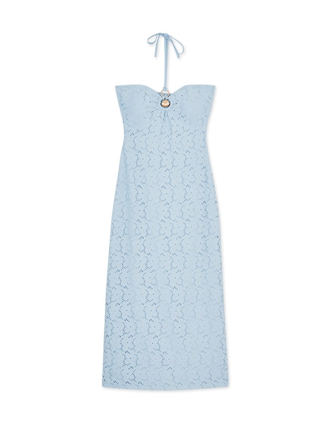 Neck Shell Embellished Bra Padded Maxi Dress (With Padding)