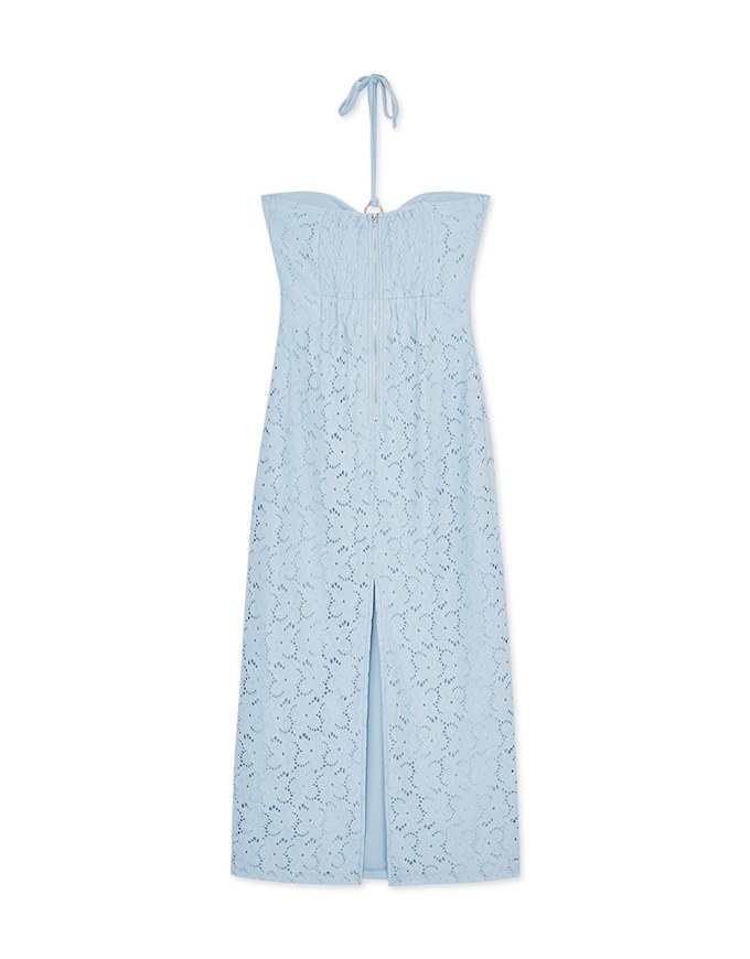 Neck Shell Embellished Bra Padded Maxi Dress (With Padding)