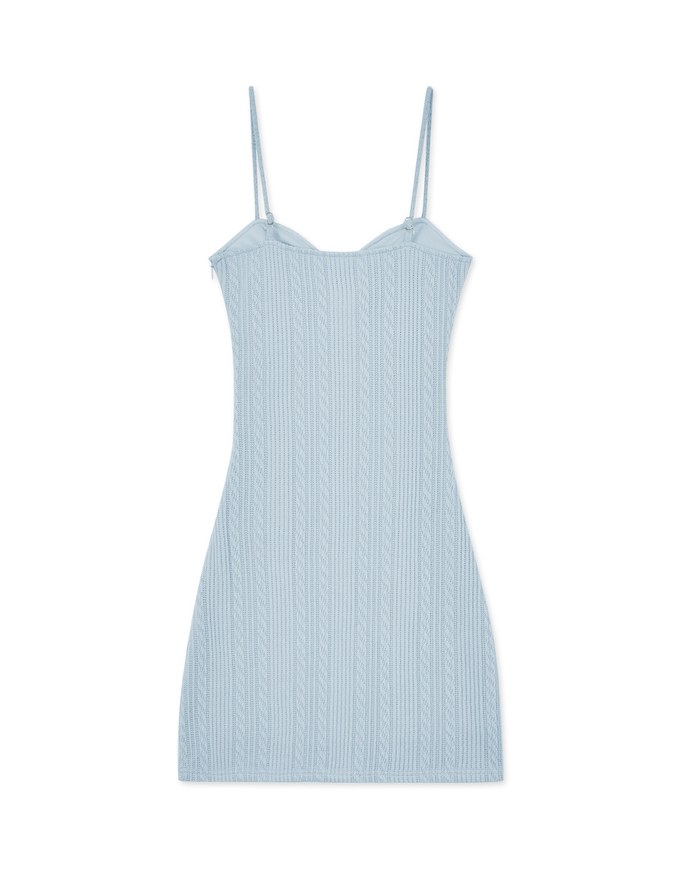 Twist Textured Cami Shoulder Mini Dress (With Padding)