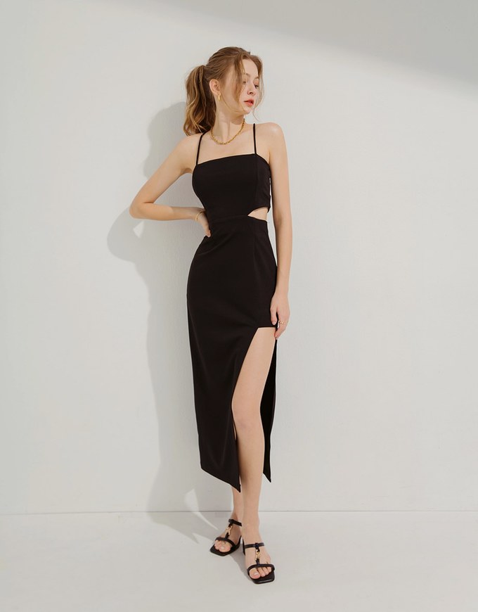 HollowSlit Bra Padded Long Dress