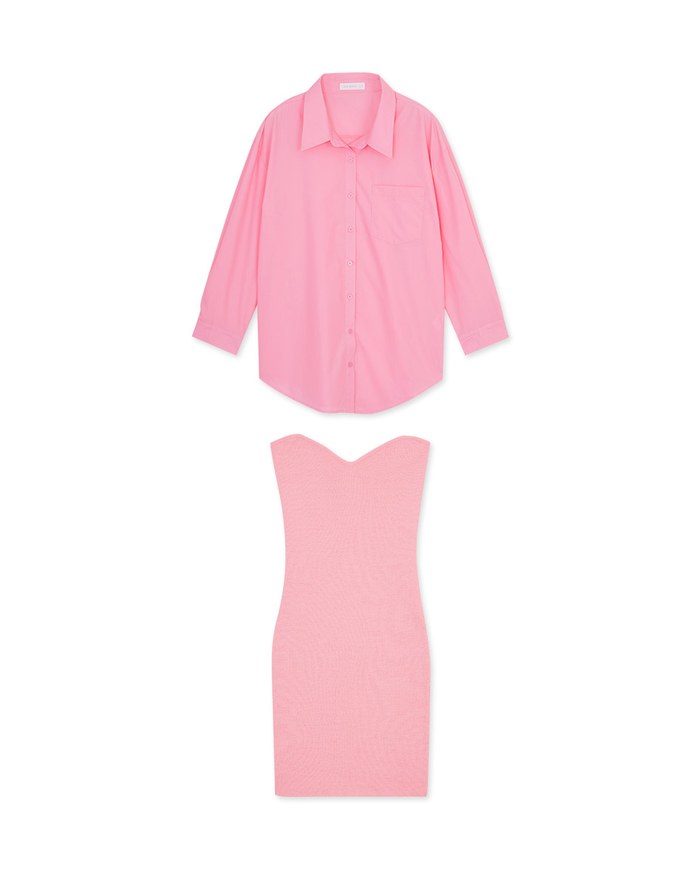 Set Wear With Bodycon Tube Dress and Oversized Shirt