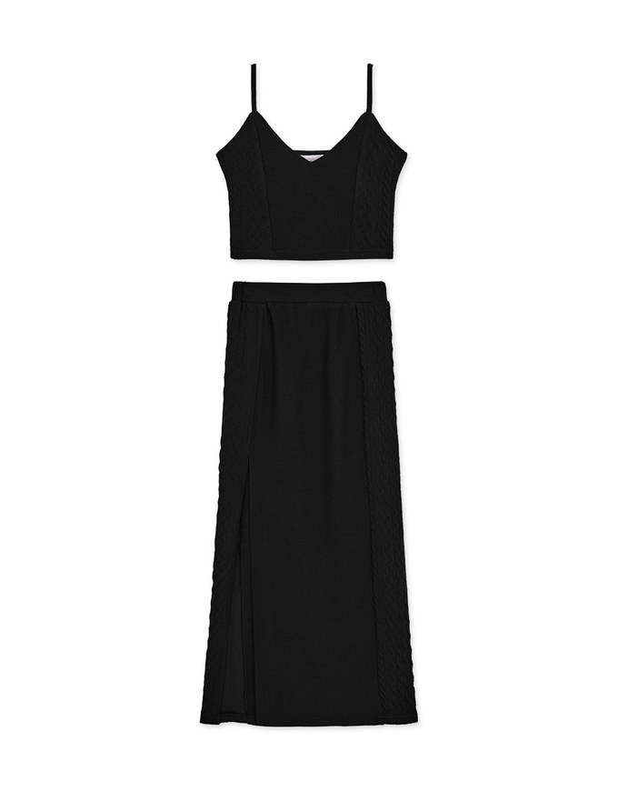 Twist Knit Slit Set (With Padding)
