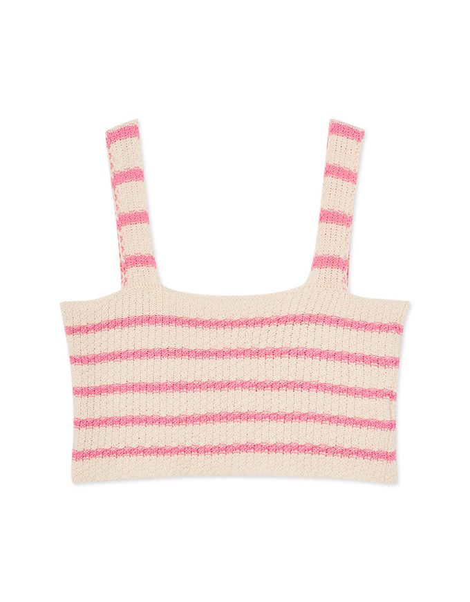 Striped Knit Crop Tank Top