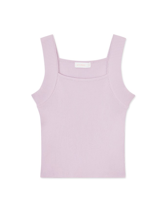 Square Neck Wide Shoulder Knit Vest