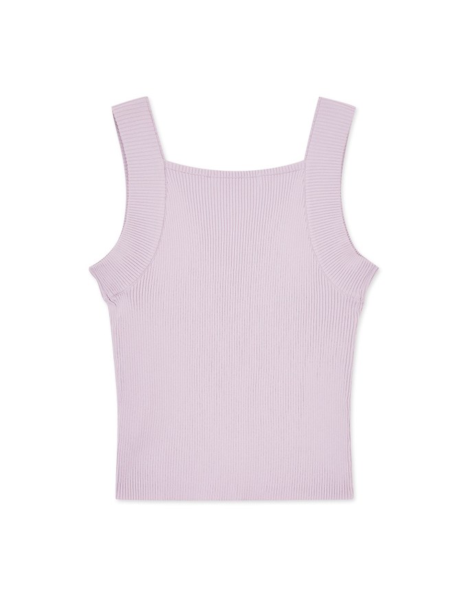 Square Neck Wide Shoulder Knit Vest