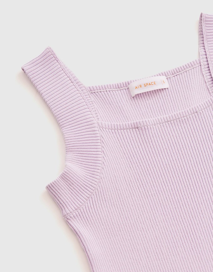 Square Neck Wide Shoulder Knit Vest